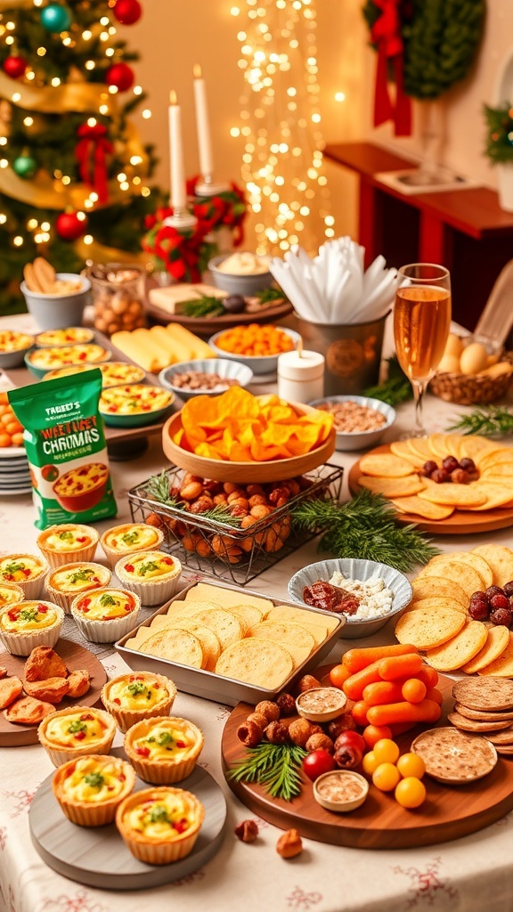 A vibrant display of Christmas party food from Trader Joe